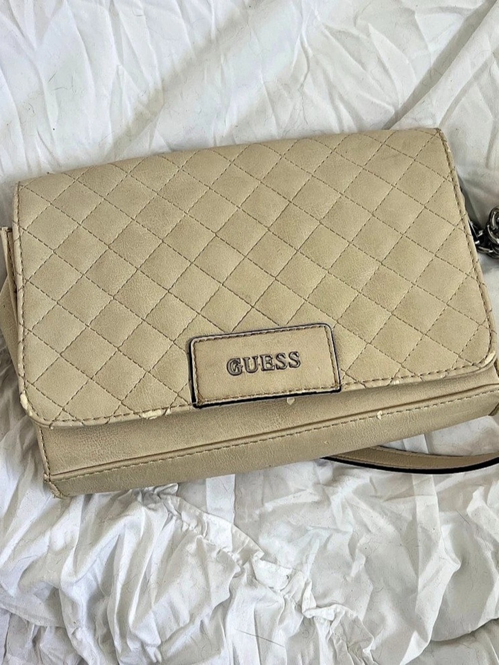 Guess Quilted Crossbody Bag in Beige